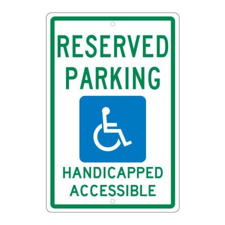 National Marker Co NMC Traffic Sign, Reserved Parking Van Accessible, 18in X 12in, White TM197H